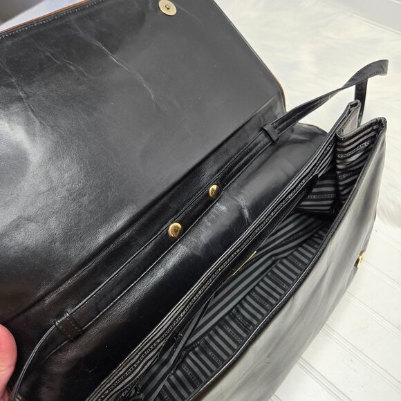 Vintage Charles Jourdan of Paris Brown Black Leather Envelope Shoulder Bag 15x9" - Picture 8 of 13